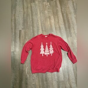 Moa Moa Red Long Sleeve Tee with White Tree Design. size large